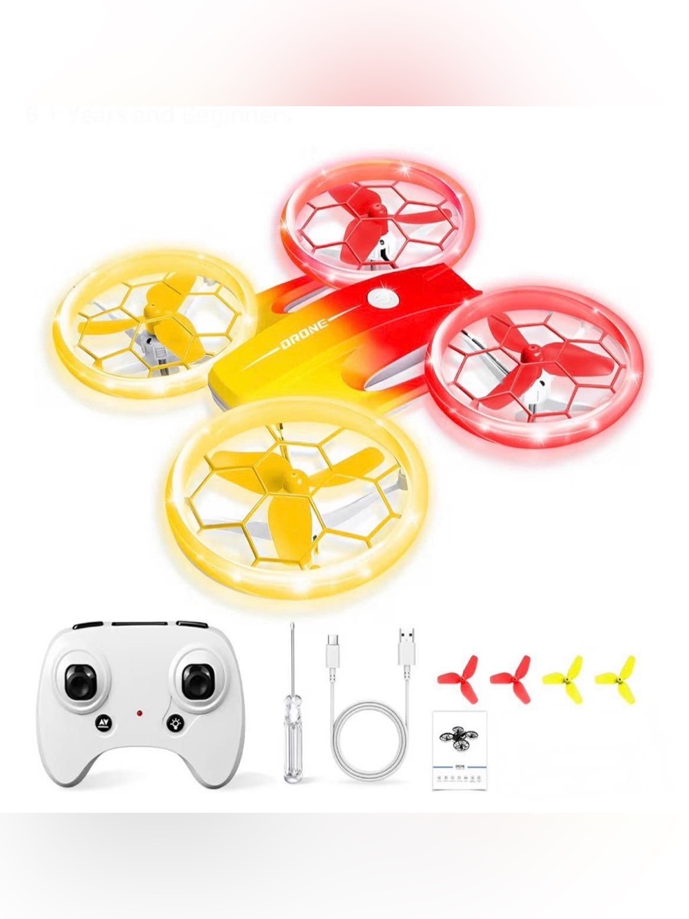 Cool Light Drone for Kids, Mini Indoor Outdoor RC Drone with 4 LED Lights